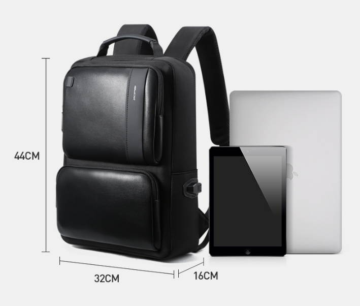 Lightweight Black Leather Backpack