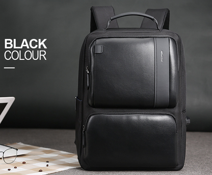 Lightweight Black Leather Backpack