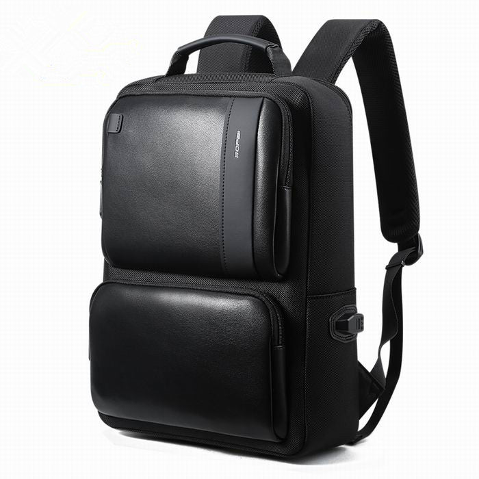 Lightweight Black Leather Backpack